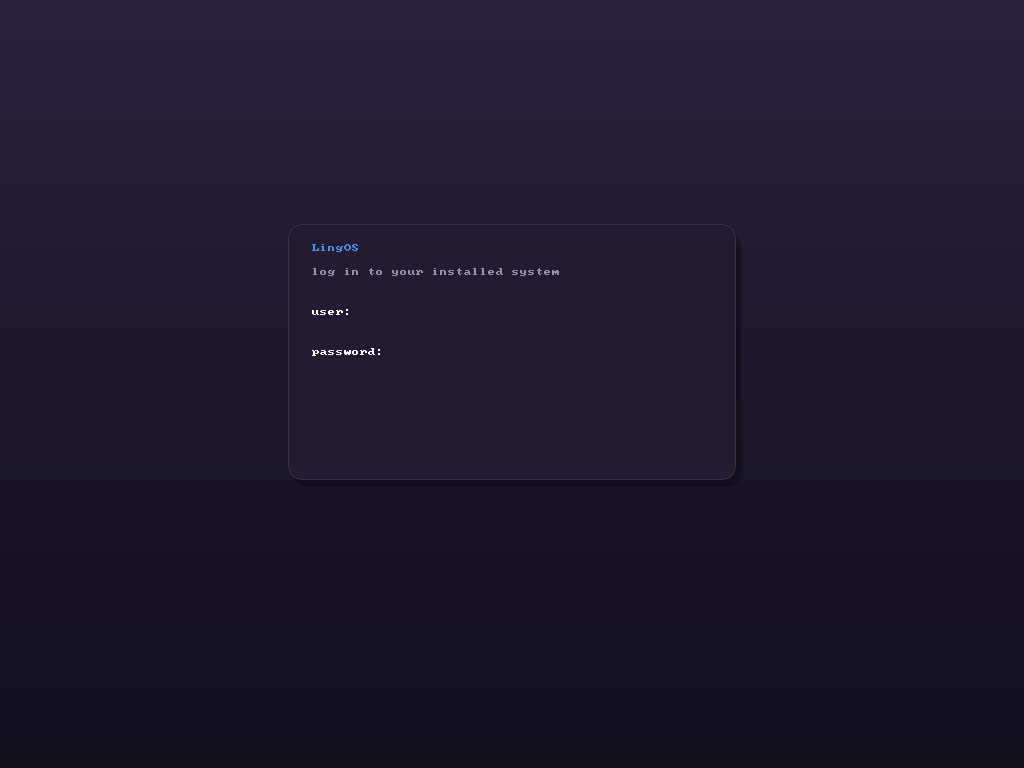 Login screen